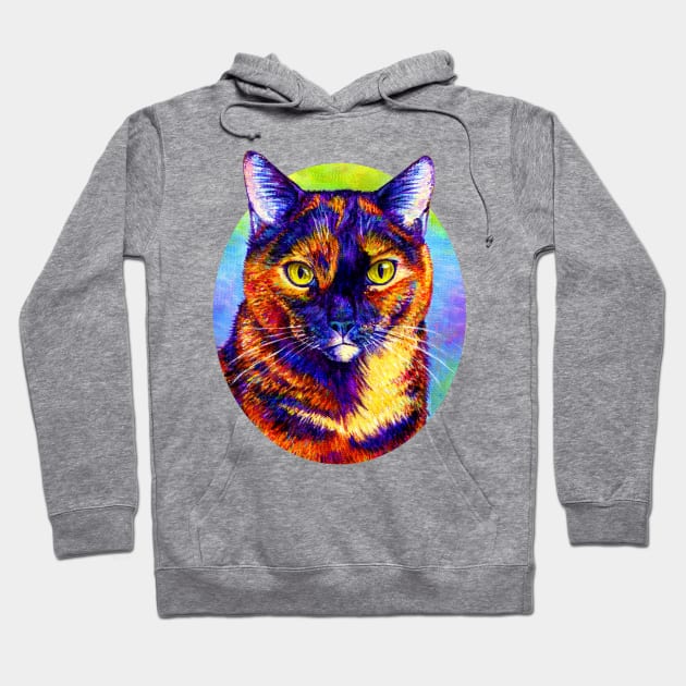 Rainbow Tortoiseshell Cat Hoodie by rebeccawangart